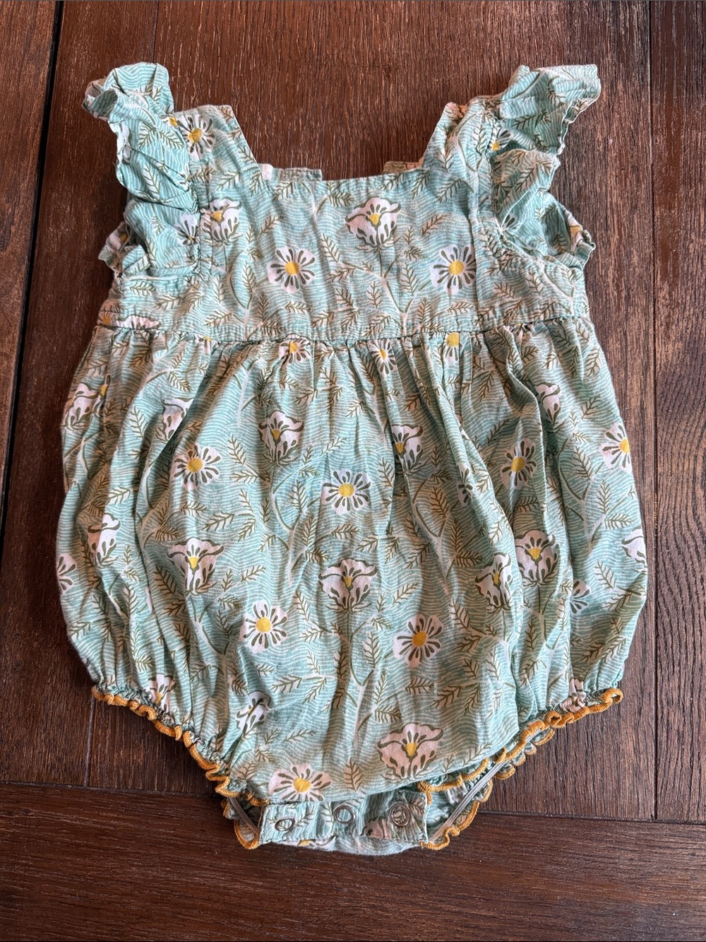 Pink Chicken Mint Floral Bubble Romper with Ruffles